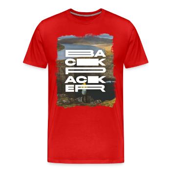 Backpacker - Men's Premium Organic T-Shirt - red - Front - Damien (186cm)