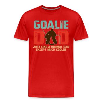 Joueur de hockey sur glace Gardien Papa Cadeaux pour la fête des pères - T-shirt bio Premium Homme - rouge - Devant - Damien (186cm)