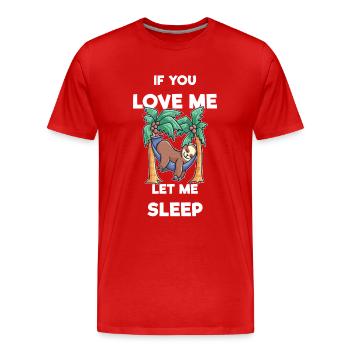 sleeping sloth love tired bed - Men's Premium Organic T-Shirt - red - Front - Damien (186cm)