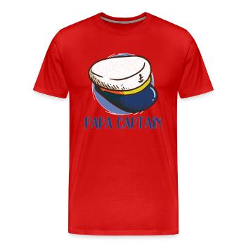 Bateau Papa Capitaine de bateau Ponton Marin Croisière - T-shirt bio Premium Homme - rouge - Devant - Damien (186cm)