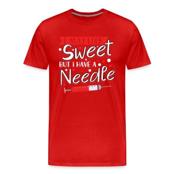 Diabète de type 1 drôle Diabète diabétique Idée cadeau - T-shirt bio Premium Homme - rouge - Devant - Damien (186cm)