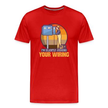 Electrician Electrical Engineer Lineman Electrical - Men's Premium Organic T-Shirt - red - Front - Damien (186cm)