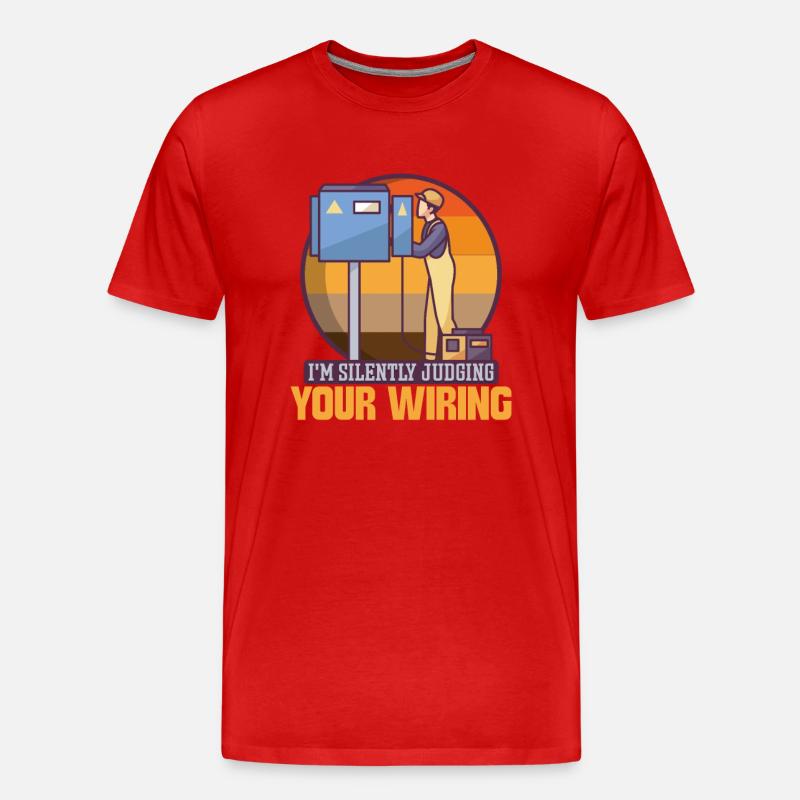 Electrician Electrical Engineer Lineman Electrical - Männer Premium Bio T-Shirt - Rot