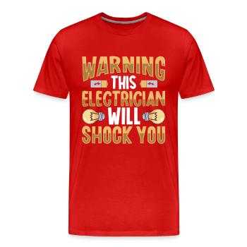 Electrician Electrical Engineer Lineman Electrical - Men's Premium Organic T-Shirt - red - Front - Damien (186cm)
