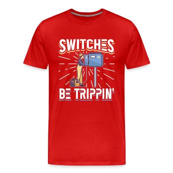 Electrician Electrical Engineer Lineman Electrical - Men's Premium Organic T-Shirt - red - Front - Damien (186cm)