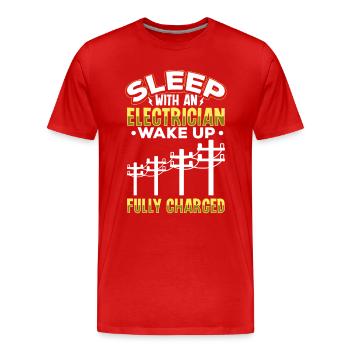 Electrician Electrical Engineer Lineman Electrical - Men's Premium Organic T-Shirt - red - Front - Damien (186cm)