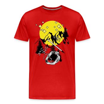 Tyrol Alps Mountains Full Moon Mountains Mountaineer Alm - Men's Premium Organic T-Shirt - red - Front - Damien (186cm)