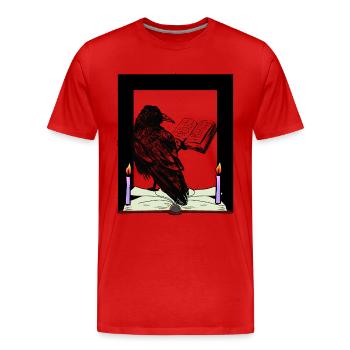 Raven Book Books Scholarly Learning Studying University - Men's Premium Organic T-Shirt - red - Front - Damien (186cm)
