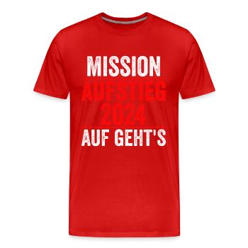 Fanshirt Wiederaufstieg 2024 Mission Aufstieg 2024 - Männer Premium Bio T-Shirt - Rot - Vorne - Damien (186cm)