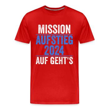 Mission Aufstieg 2024 - Männer Premium Bio T-Shirt - Rot - Vorne - Damien (186cm)