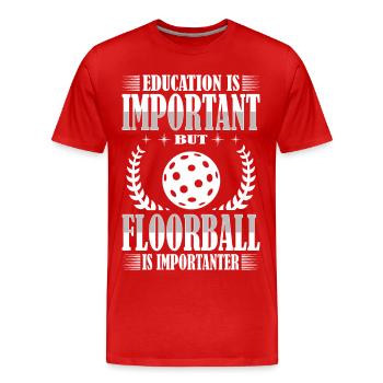 Floorball - Männer Premium Bio T-Shirt - Rot - Vorne - Damien (186cm)