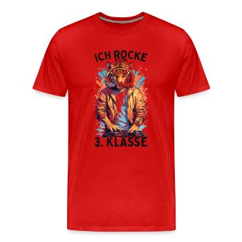 Ich rocke jetzt die 3. Klasse Tiger DJ - Männer Premium Bio T-Shirt - Rot - Vorne - Damien (186cm)