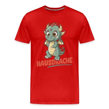 Hausdrache. Stark, Mutig und Unbesiegbar. Drache - Männer Premium Bio T-Shirt - Rot - Vorne - Damien (186cm)
