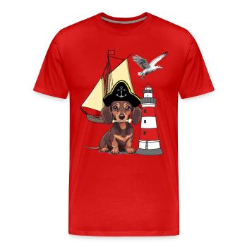 Teckel Chien Maritime - T-shirt bio Premium Homme - rouge - Devant - Damien (186cm)