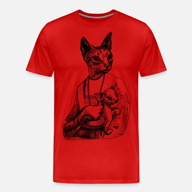 Majesty with kitty - Männer Premium Bio T-Shirt - Rot