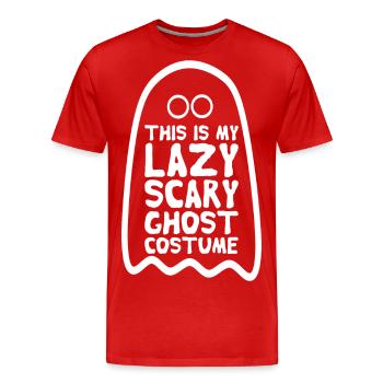 this is my lazy scary ghost costume Halloween - Männer Premium Bio T-Shirt - Rot - Vorne - Damien (186cm)