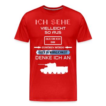Panzer - Männer Premium Bio T-Shirt - Rot - Vorne - Damien (186cm)