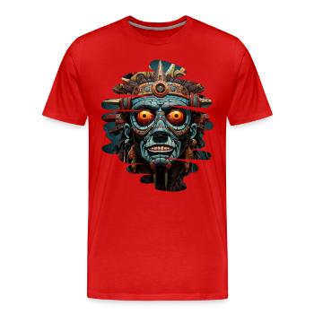 Tatonka der blaue Aztekische Schamane - Männer Premium Bio T-Shirt - Rot - Vorne - Damien (186cm)