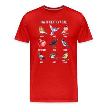 Funny Bird Nerd Design Comment identifier un oiseau - T-shirt bio Premium Homme - rouge - Devant - Damien (186cm)