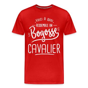 bogosse cavalier humour homme cheval équitation - T-shirt bio Premium Homme - rouge - Devant - Damien (186cm)