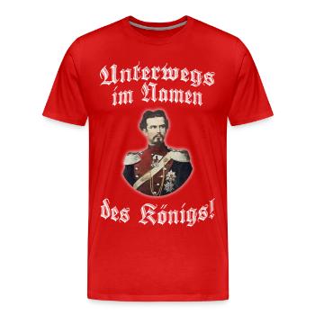 Unterwegs im Namen des Königs! - Männer Premium Bio T-Shirt - Rot - Vorne - Damien (186cm)