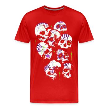 Skulls Skull Halloween Sugar Skulls - Men's Premium Organic T-Shirt - red - Front - Damien (186cm)