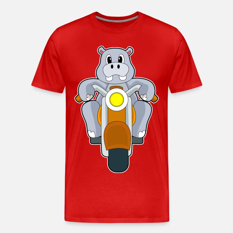 Nilpferd Motorrad - Männer Premium Bio T-Shirt - Rot