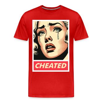 Retro betrogenes Mädchen - Männer Premium Bio T-Shirt - Rot - Vorne - Damien (186cm)