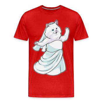 Robe de mariée perse chat de mariée - T-shirt bio Premium Homme - rouge - Devant - Damien (186cm)