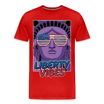 Liberty Vibes Statue de la Liberté - T-shirt bio Premium Homme - rouge - Devant - Damien (186cm)