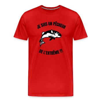 Je suis un pêcheur de l'extrême !!! - T-shirt bio Premium Homme - rouge - Devant - Damien (186cm)