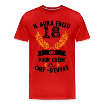 18 ans anniversaire 18 anniversaire cadeau 18 ans - T-shirt bio Premium Homme - rouge - Devant - Damien (186cm)