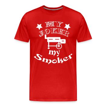 Joker Smoker - Männer Premium Bio T-Shirt - Rot - Vorne - Damien (186cm)