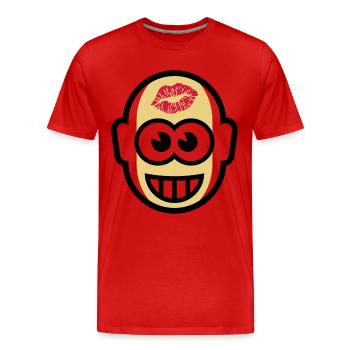 Glatzkopf Mit Kuss Auf Stirn (3C) - Männer Premium Bio T-Shirt - Rot - Vorne - Damien (186cm)