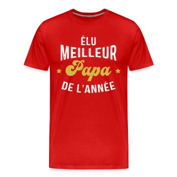 élu meilleur Papa de l'année - T-shirt bio Premium Homme - rouge - Devant - Damien (186cm)