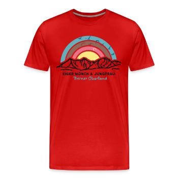 Eiger Mönch Jungfrau Jungfraujoch Schweiz Souvenir - Männer Premium Bio T-Shirt - Rot - Vorne - Damien (186cm)