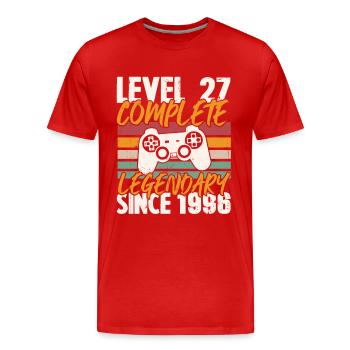Geburtstagsgeschenk, Level 27 Complete 1996 - Männer Premium Bio T-Shirt - Rot - Vorne - Damien (186cm)