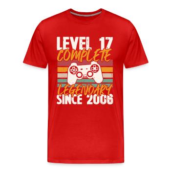 Geburtstagsgeschenk, Level 17 Complete 2006 - Männer Premium Bio T-Shirt - Rot - Vorne - Damien (186cm)