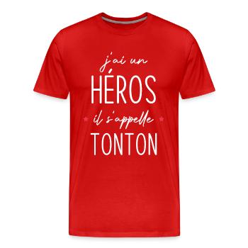 J'ai un héros il s'appelle tonton - T-shirt bio Premium Homme - rouge - Devant - Damien (186cm)