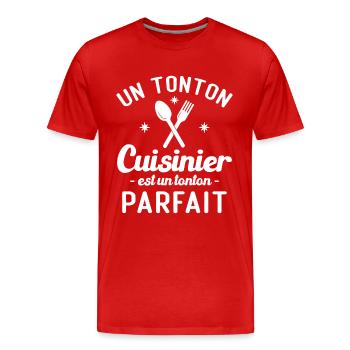 Un tonton cuisinier est un tonton parfait - T-shirt bio Premium Homme - rouge - Devant - Damien (186cm)