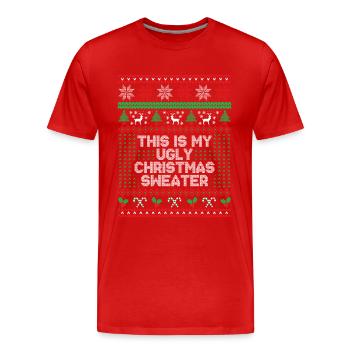 This is my ugly christmas sweater - Men's Premium Organic T-Shirt - red - Front - Damien (186cm)