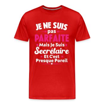Je suis secrétaire - T-shirt bio Premium Homme - rouge - Devant - Damien (186cm)