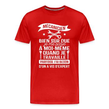 Mécanicien, bien sûr que je me parle à moi-même - T-shirt bio Premium Homme - rouge - Devant - Damien (186cm)
