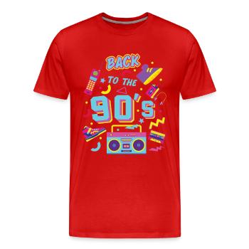 Retour des années 90's - T-shirt bio Premium Homme - rouge - Devant - Damien (186cm)