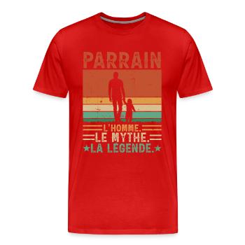 Parrain l'homme le mythe la légende - T-shirt bio Premium Homme - rouge - Devant - Damien (186cm)
