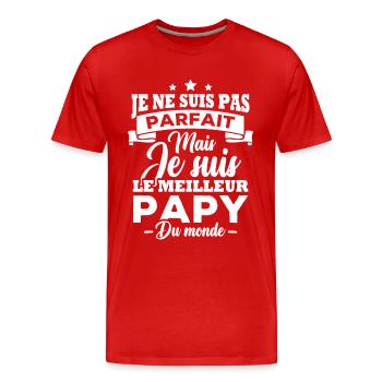 Je ne suis pas parfait meilleur papy du monde - T-shirt bio Premium Homme - rouge - Devant - Damien (186cm)