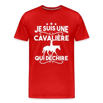Je suis une cavalière qui déchire - T-shirt bio Premium Homme - rouge - Devant - Damien (186cm)