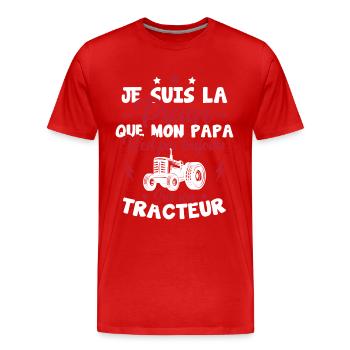 Preuve que mon papa tracteur, Papa agriculteur - T-shirt bio Premium Homme - rouge - Devant - Damien (186cm)