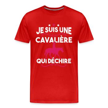 Je suis une cavalière qui déchire - T-shirt bio Premium Homme - rouge - Devant - Damien (186cm)