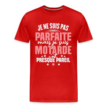 Je ne suis pas parfait mais je suis motard - T-shirt bio Premium Homme - rouge - Devant - Damien (186cm)